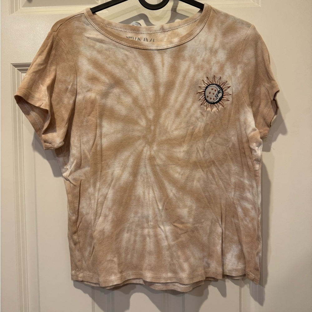 Tie-Dye Sun Embroidered Women's Top by The Vinyl Icons, size Large